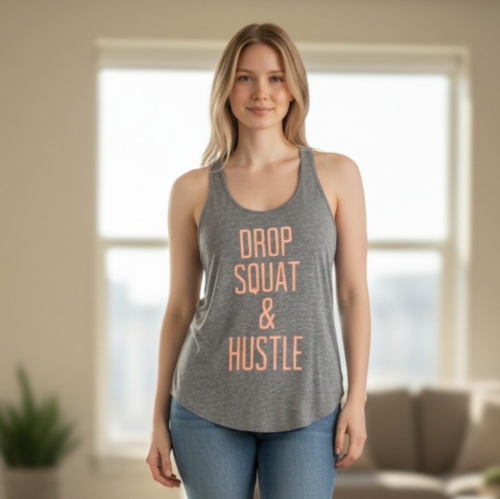 OLD NAVY ACTIVE Gray Tank Top with Pink Print